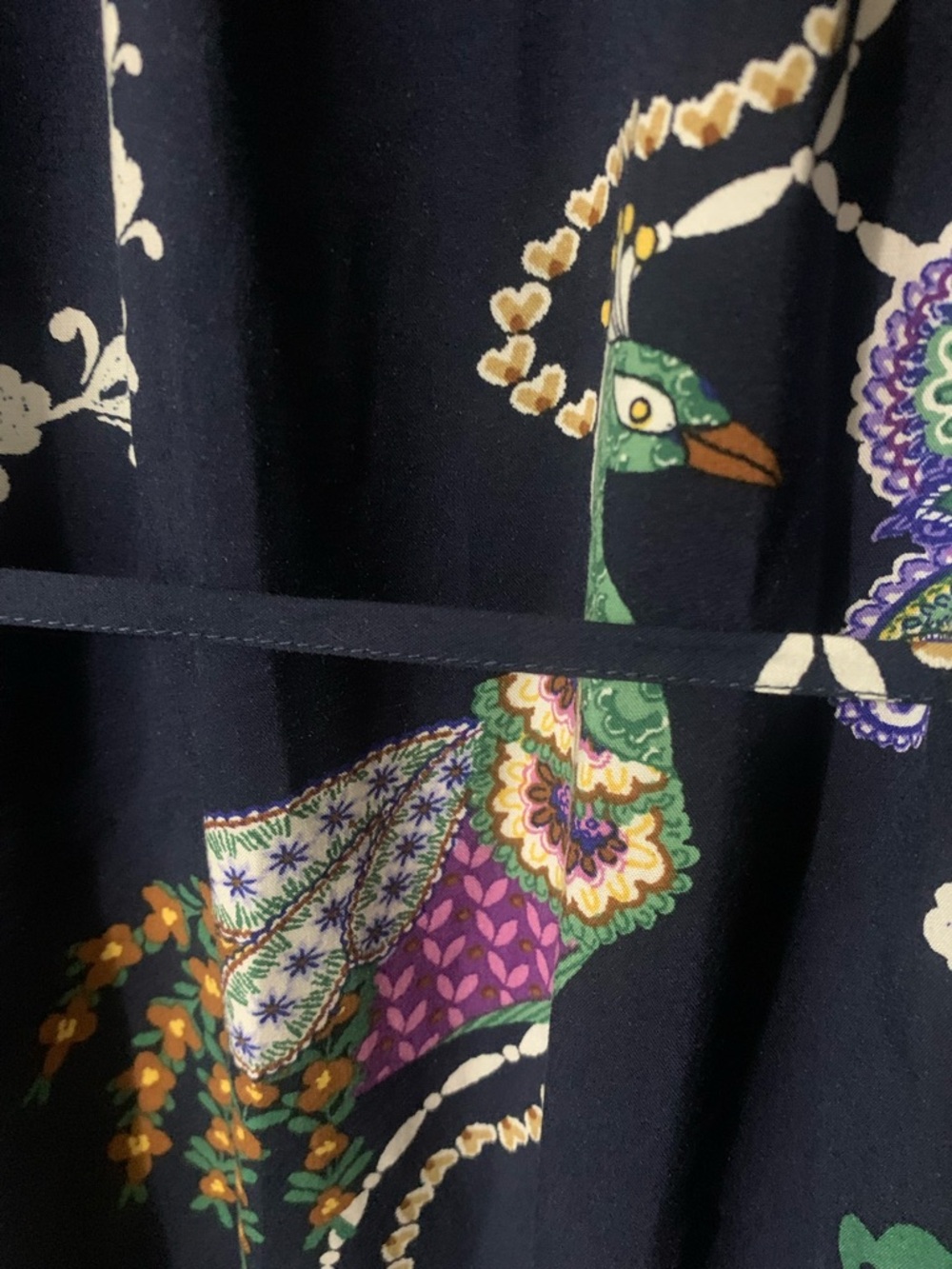 LOFT Navy Floral Paisley Long-Sleeve Shirt Dress - Picture 5 of 6